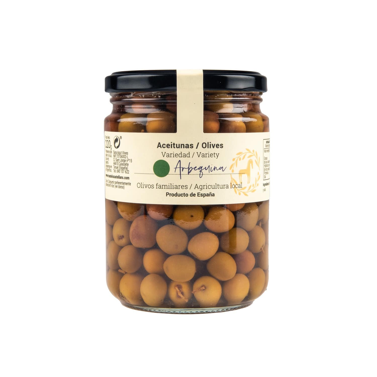 Aceitunas ARBEQUINAS MAS DELS CASTELLANS Calaceite Aragón Bons Olis