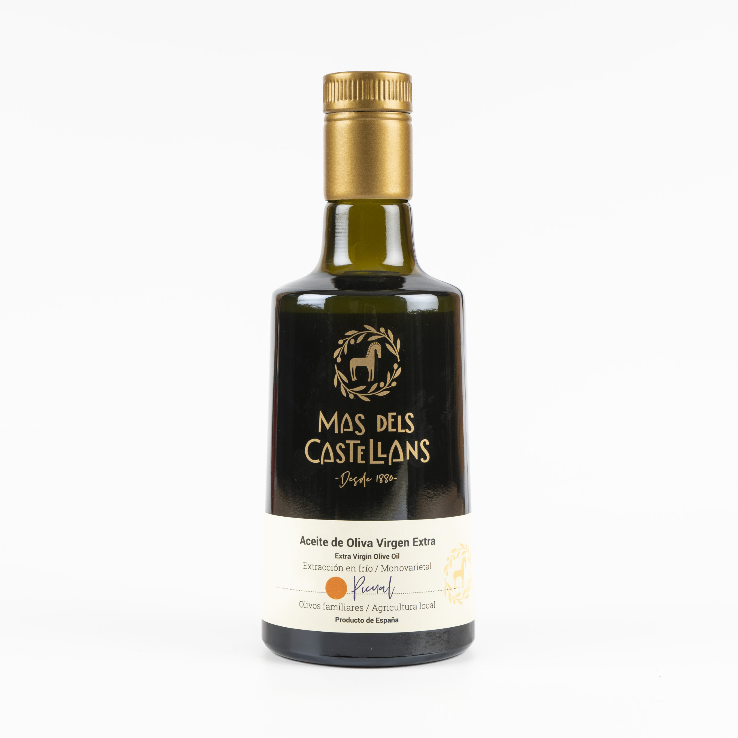 Aceite Oliva Virgen Extra Extracción en frío Picual 0,50L temprano MAS DELS CASTELLANS Calaceite Aragón
