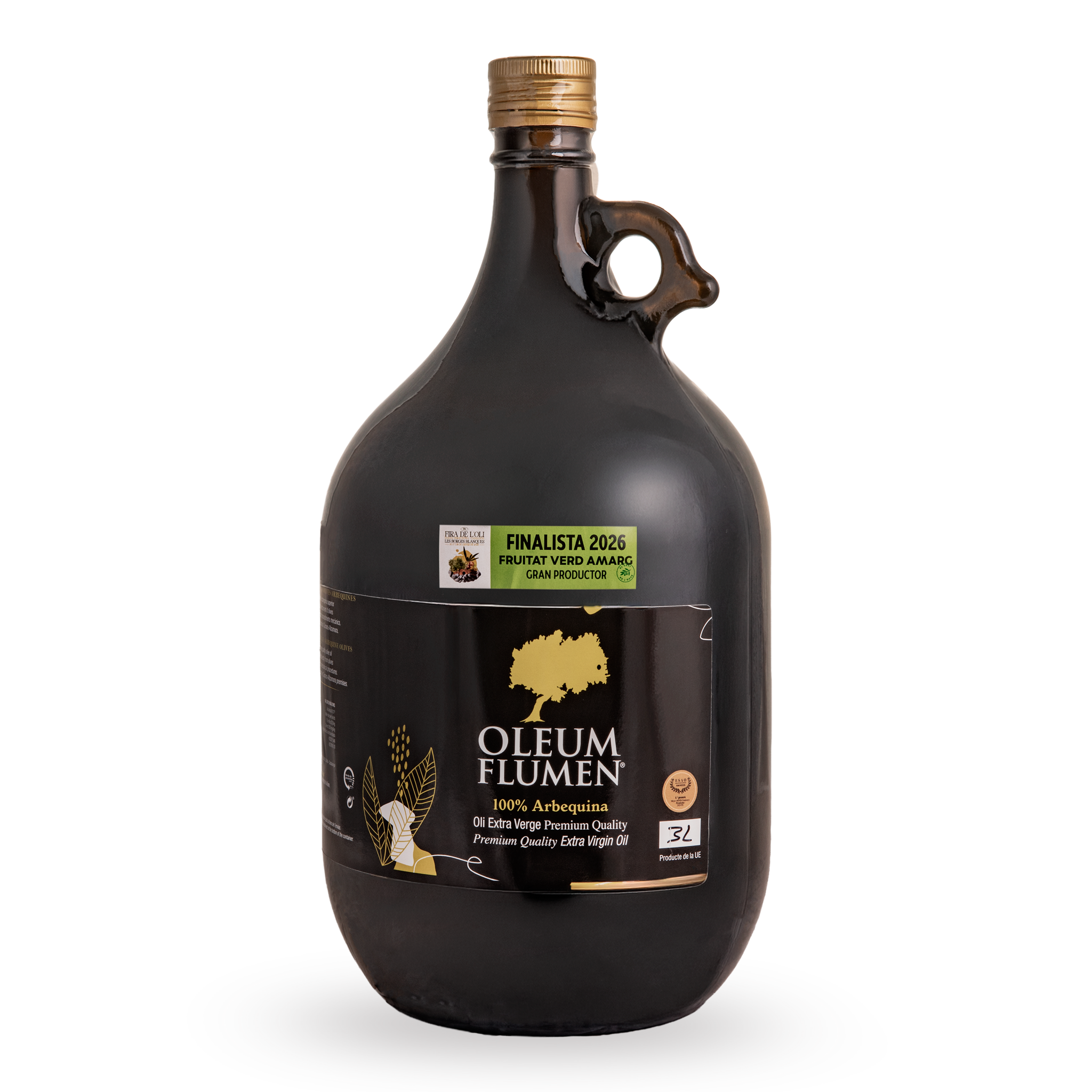 Aceite de Oliva Virgen Extra Cosecha Temprana Extracción en frío Oleum Flumen vidrio 3L Arbequina L'Albi Garrigues