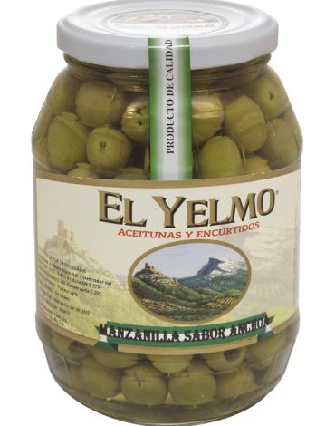 Olives Manzanilla goût anchois dénoyautées 325g EL YELMO Jaén Bons Olis