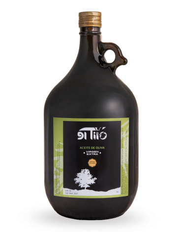 Aceite de Oliva Virgen Extra Extracci&oacute;n en fr&iacute;o El Tilo vidrio 3L Cornicabra Casta&ntilde;ar de Ibor C&aacute;ceres