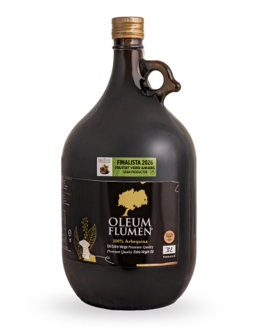 Aceite de Oliva Virgen Extra Cosecha Temprana Extracci&oacute;n en fr&iacute;o Oleum Flumen vidrio 3L Arbequina L'Albi Garrigues